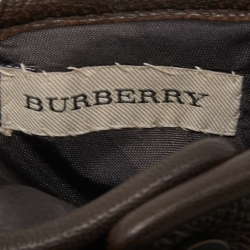 Pre Owned Burberry Dark Brown Leather Short Gloves