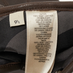 Pre Owned Burberry Dark Brown Leather Short Gloves