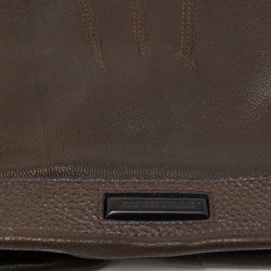 Pre Owned Burberry Dark Brown Leather Short Gloves