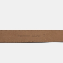 Pre Owned Burberry Black Leather Gray Buckle Belt 110CM