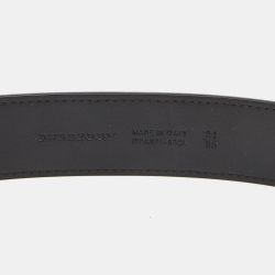 Pre Owned Burberry Charcoal Check Coated Canvas and Leather Luke Belt 85CM