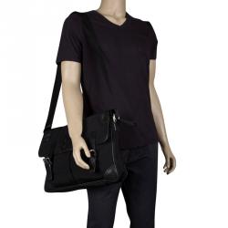 Pre Owned Burberry Black Nylon and Leather Trim Messenger Bag
