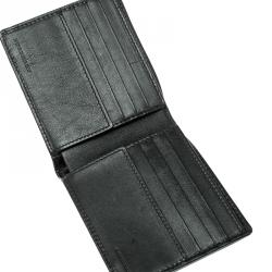 Burberry Black Leather Trimmed Beat Check Bifold Wallet