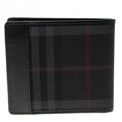 Burberry Black Horseferry Check Canvas and Leather Bi-Fold Wallet