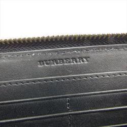 Burberry Chocolate/Black London Check Canvas Zip Around Wallet