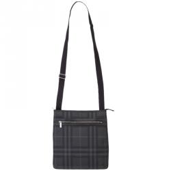 Burberry Black/Grey Check PVC Messenger Bag