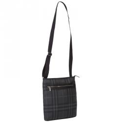 Burberry Black/Grey Check PVC Messenger Bag