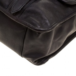 Pre Owned Burberry Black Leather Messenger Bag