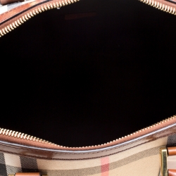 Burberry Brown House Check Fabric Bridle Duffle Bag 