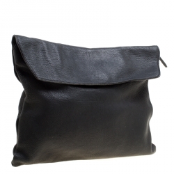 Burberry Black Leather Flat Envelope Clutch