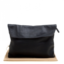 Burberry Black Leather Flat Envelope Clutch