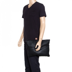 Burberry Black Leather Flat Envelope Clutch