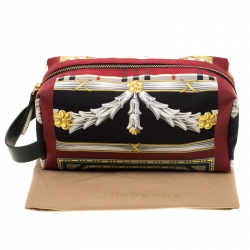 Burberry Multicolor Archive Print Canvas and Leather Pouch