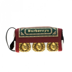 Burberry Multicolor Archive Print Canvas and Leather Pouch