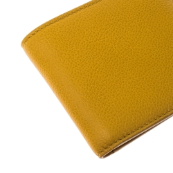 Burberry Yellow Leather Bifold Compact Wallet