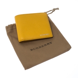 Burberry Yellow Leather Bifold Compact Wallet