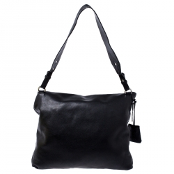 Pre Owned Burberry Black Leather Lock Messenger Bag