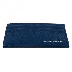 Pre Owned Burberry Blue Leather Sandon Card Holder