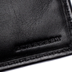 Burberry Black Beat Check Coated Canvas and Leather Bifold Wallet