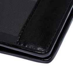 Burberry Black Beat Check Coated Canvas and Leather Bifold Wallet