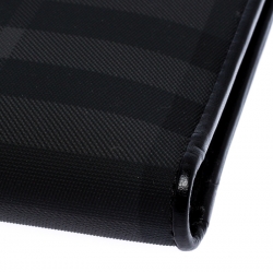 Burberry Black Beat Check Coated Canvas and Leather Bifold Wallet