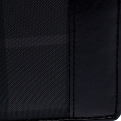 Burberry Black Beat Check Coated Canvas and Leather Bifold Wallet