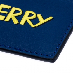Burberry Blue Leather Graffiti Print Card Case