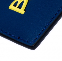 Burberry Blue Leather Graffiti Print Card Case