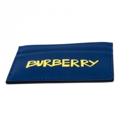 Burberry Blue Leather Graffiti Print Card Case