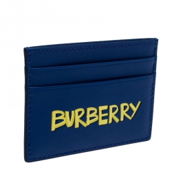 Burberry Blue Leather Graffiti Print Card Case