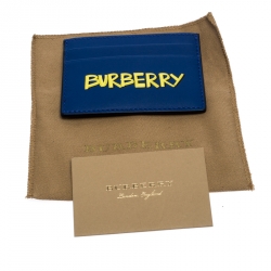 Burberry Blue Leather Graffiti Print Card Case