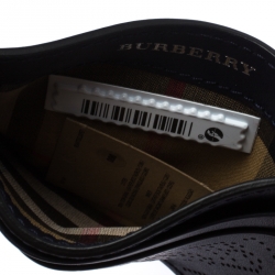Burberry Navy Blue Perforated Leather Sandon Card Holder