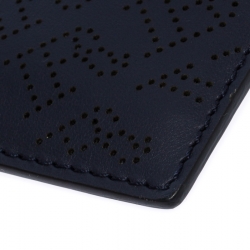 Burberry Navy Blue Perforated Leather Sandon Card Holder