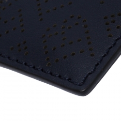 Burberry Navy Blue Perforated Leather Sandon Card Holder
