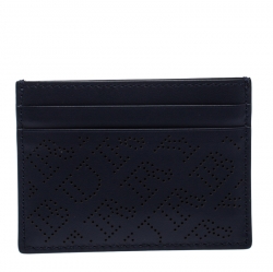 Burberry Navy Blue Perforated Leather Sandon Card Holder