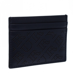 Burberry Navy Blue Perforated Leather Sandon Card Holder