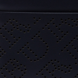Burberry Navy Blue Perforated Leather Sandon Card Holder
