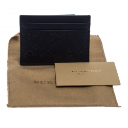 Burberry Navy Blue Perforated Leather Sandon Card Holder