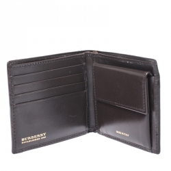 Pre Owned Burberry Beige/Brown Haymarket Check Coated Canvas Bifold Wallet