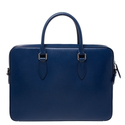 Burberry Deep Blue Leather Hambleton Briefcase