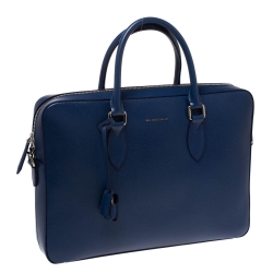 Burberry Deep Blue Leather Hambleton Briefcase