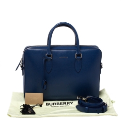 Burberry Deep Blue Leather Hambleton Briefcase