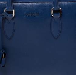 Burberry Deep Blue Leather Hambleton Briefcase