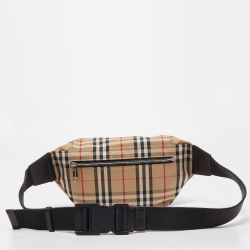 Burberry Beige/Black Vintage Check Fabric and Leather Sonny Bum Bag