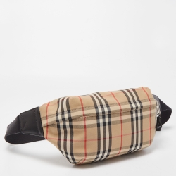 Burberry Beige/Black Vintage Check Fabric and Leather Sonny Bum Bag