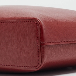 Pre Owned Burberry Red/Black Leather Hambleton Briefcase Bag