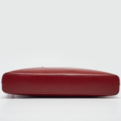 Pre Owned Burberry Red/Black Leather Hambleton Briefcase Bag