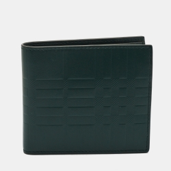 Burberry Green Embossed Check Leather CC Bill8 Wallet