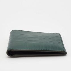 Burberry Green Embossed Check Leather CC Bill8 Wallet