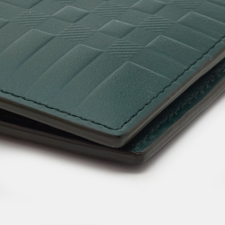 Burberry Green Embossed Check Leather CC Bill8 Wallet
